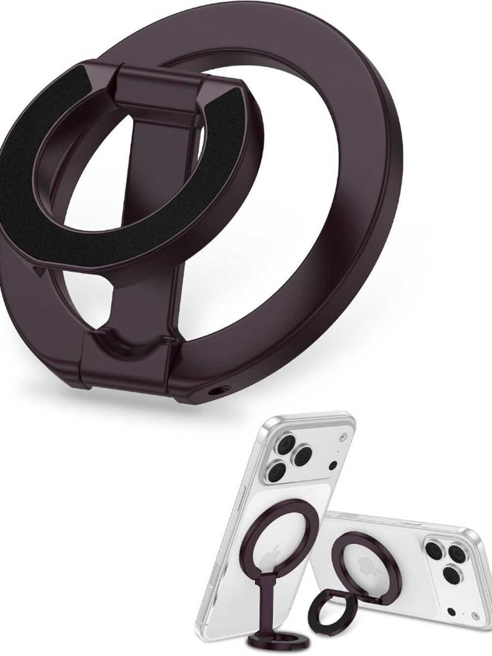 MagSafe Finger Ring Phone Holder with Kickstand Dual-Sided Magnet Gym Grip